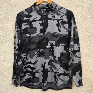 Nike Dri-Fit Quarter Zip Women's XL Gray Camo Athletic Training Running Top READ